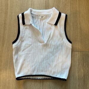 Cotton On White & Navy Sleeveless Knit Top